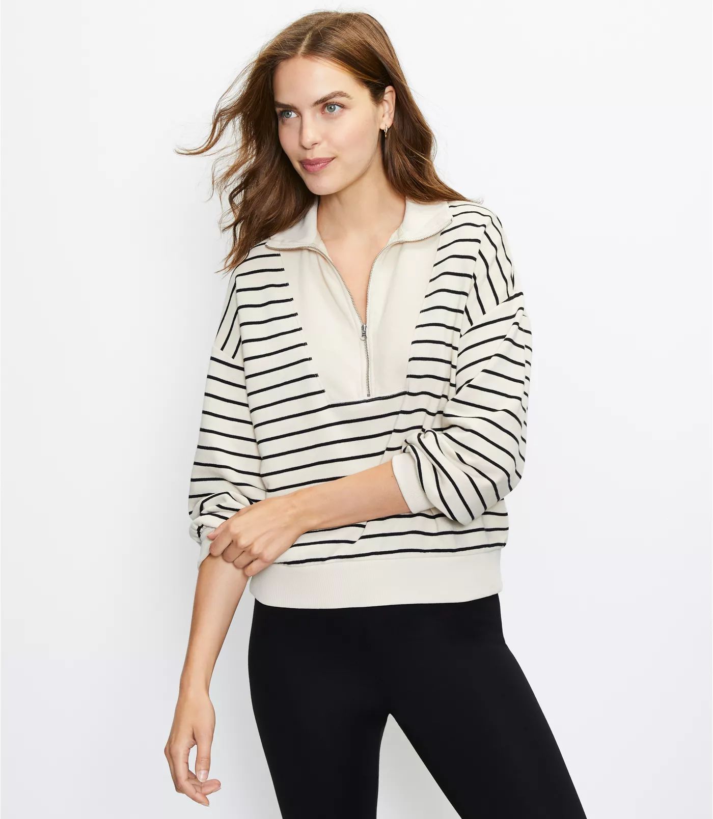 Striped Zip Sweatshirt | LOFT