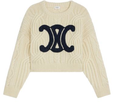 Triomphe crew neck sweater in aran wool - CELINE | 24S US