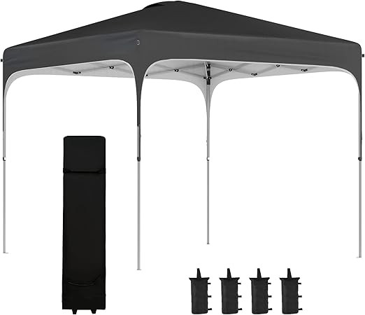 Outsunny 8' x 8' Pop Up Canopy Tent with Wheeled Carry Bag and 4 Sand Bags, Instant Sun Shelter, ... | Amazon (US)