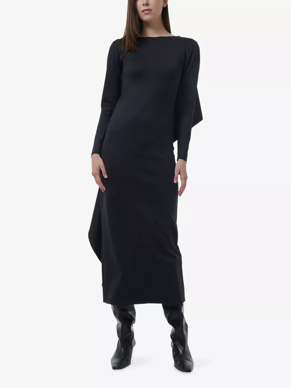 Cape-Back Long-Sleeve  Stretch-Woven Maxi Dress | Selfridges