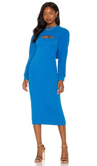 Eva Knit Ribbed Dress & Shrug Set in Blue | Revolve Clothing (Global)