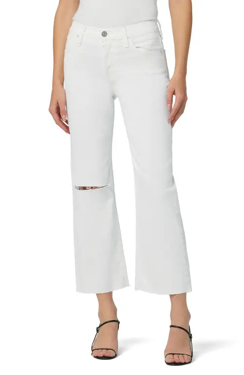 Hudson Jeans Rosie Ripped Wide Leg Crop Jeans in White at Nordstrom, Size 32 | Nordstrom