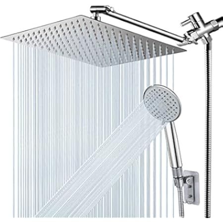 Shower Head, Bellearlly 8'' High Pressure Rainfall Stainless Steel Shower Head / 3 Settings ON/OFF H | Amazon (US)