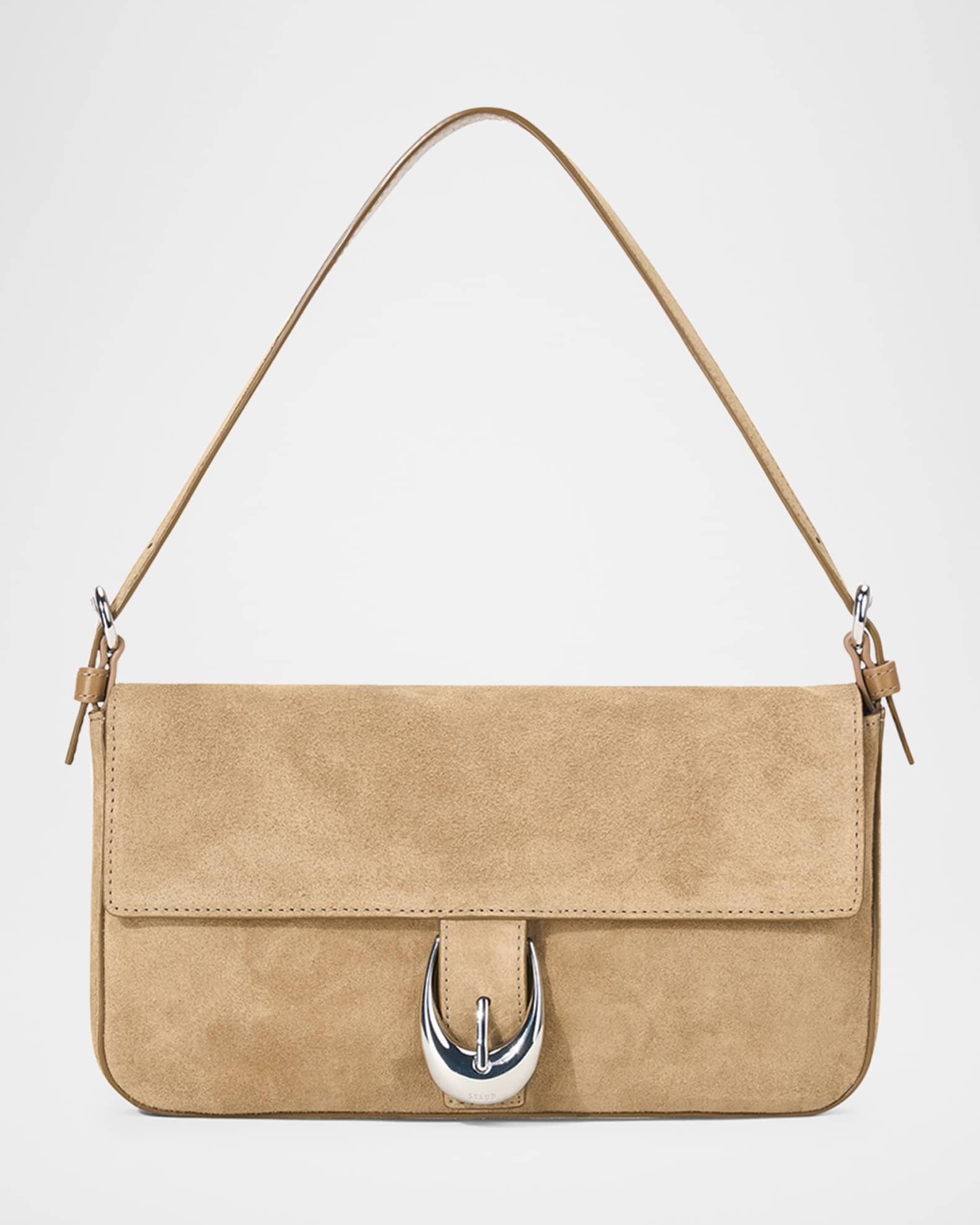 STAUD Harlow Buckle Suede Shoulder Bag | Neiman Marcus