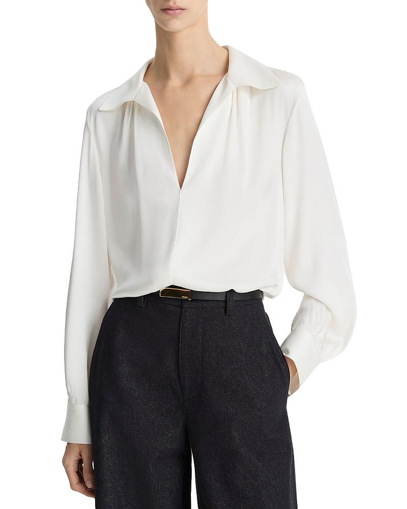 Vince Placed Smocked Long Sleeved Blouse | Bloomingdale's (US)