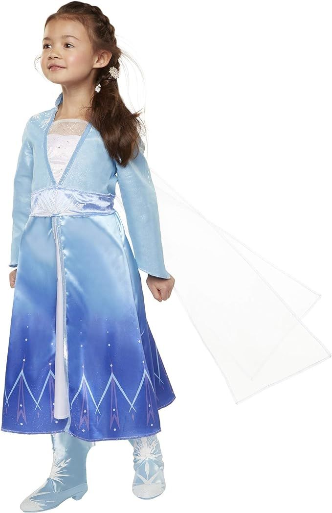 Disney Frozen 2 Elsa Adventure Girls Role-Play Dress Features Ice Crystal Winged Cape, Sleek Dres... | Amazon (US)