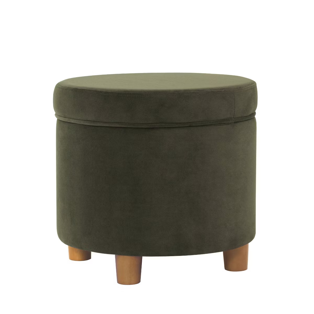 Round Storage Ottoman Loden Green - HomePop: Velvet Upholstered, Lift-Off Lid, Wood Legs, Bedroom... | Target