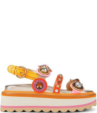 Kurt Geiger London Octavia Jewel and Gemstone Embellished Leather Slingback Platform Sandals | Di... | Dillard's