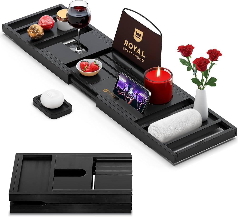 Foldable Bathtub Tray Caddy Bamboo Bathtub Tray Expandable, Bathroom Tray, Bath Tub Table Caddy w... | Amazon (US)