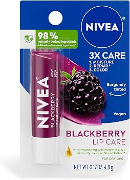 NIVEA Blackberry Lip Care, Tinted Lip Balm with Shea Butter, 0.17 OZ | Amazon (US)