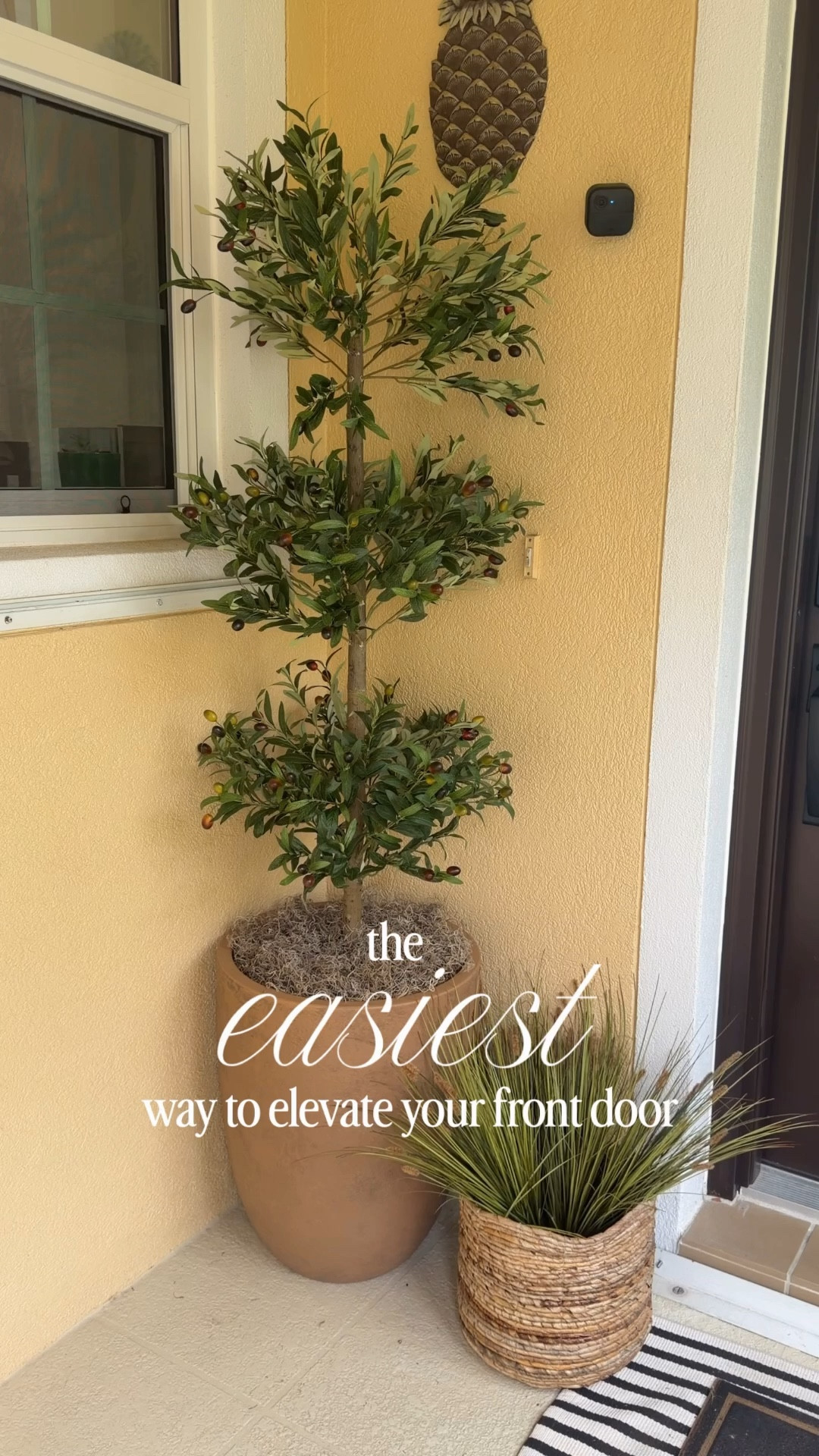 I’ve been slowly finishing the details around our front entry and this faux olive tree was the missing piece. 
It adds just enough height and warmth without needing any maintenance! 

Spring porch, front door, front door decor, faux olive treee

#LTKHome #LTKSaleAlert