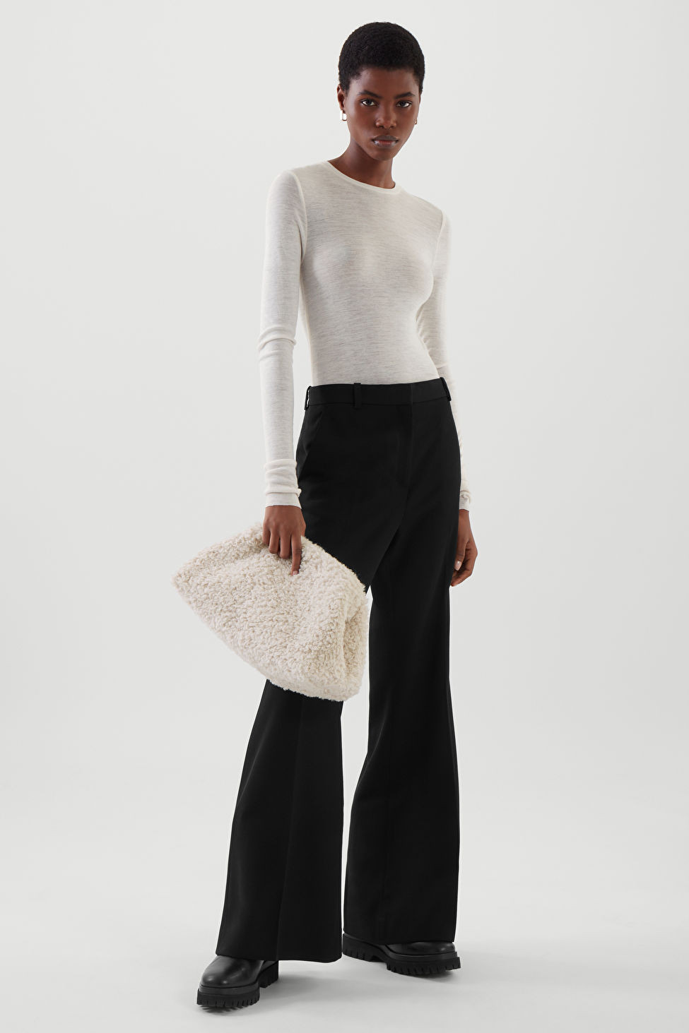 WIDE-LEG WOOL FLARED TROUSERS | COS UK