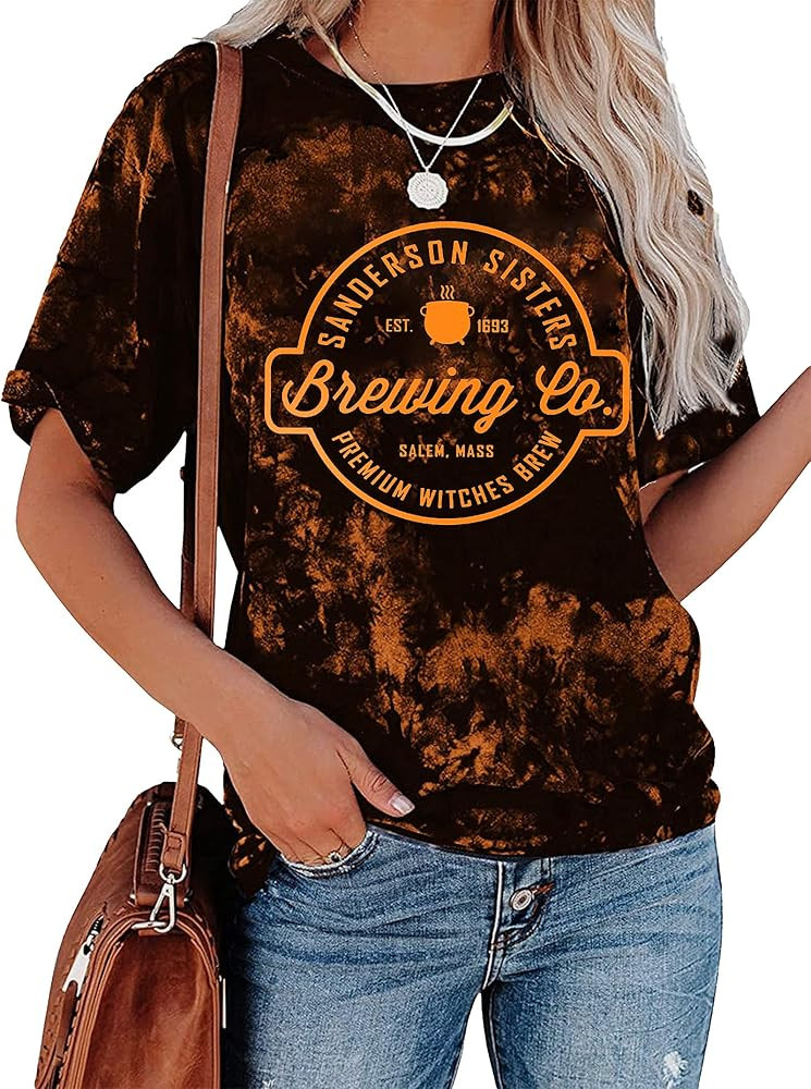 Halloween T Shirt Women Cute Graphic Tops Tees Casual Short Sleeve Holiday Shirts Top | Amazon (US)