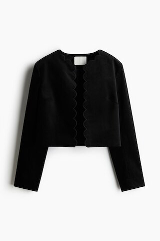 H & M - Scalloped Velvet Jacket - Black | H&M (US + CA)