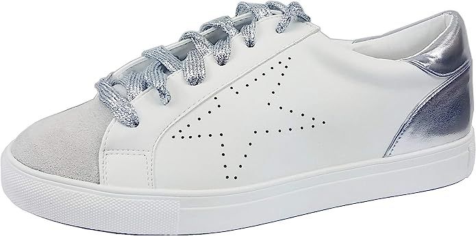 Forever Collection Womens Low Top Sneaker Star Lace Up | Amazon (US)