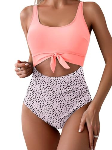 Eomenie Women's One Piece Swimsuit Tummy Control Slimming Bathing Suit Cutout Tie Knot Swimwear | Amazon (US)