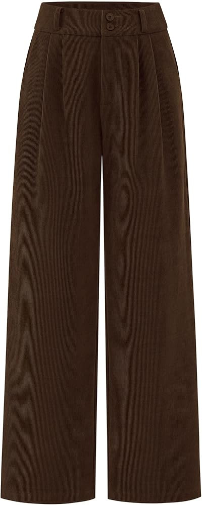 KIRUNDO Corduroy Pants Women High Waisted Wide Leg Pants Business Casual Fall Winter Straight Loo... | Amazon (US)