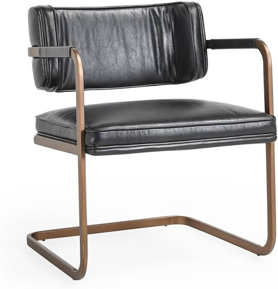 Classic Home Fonda Black Leather Cantilever Dining Chair with Welted Seam Detail | Amazon (US)