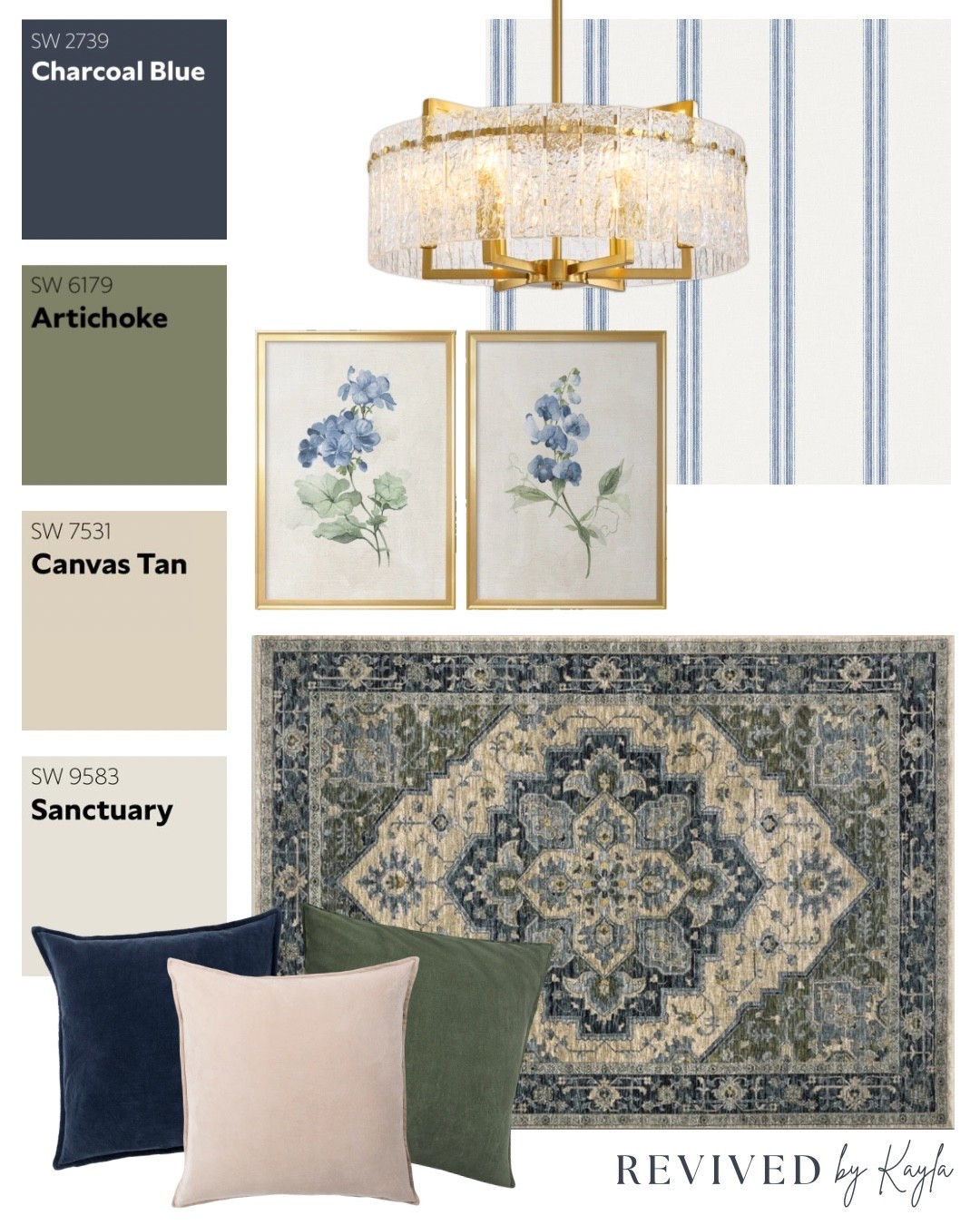 Blue and green room design mood board 💙💚 

#homedecor #homedesign #olivegreen #interiordesign #interior #roomdecor #livingroom #bedroom #modern #cozy #decor #design #home #rug #sherwinwilliams #wayfair

#LTKHome #LTKSaleAlert