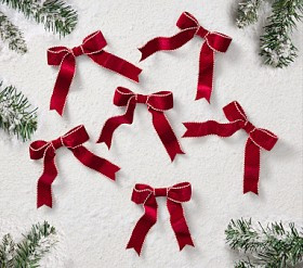 Cranberry Red Velvet Bow Tree Clips, Set of 6 | Pottery Barn Kids