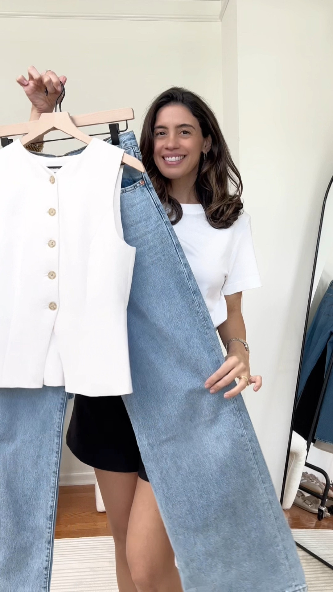 Casual chic spring look with jeans and vest! 
I love this vest!! I find it a bit tight so I sized up to a 6 (I’m 5’6 and 133lbs)
Jeans are so flattering and run TTS!
Flats are my favorite for spring and summer!! They run tts
I linked similar vest options of different price points 🤍🤍🤍

#LTKFindsUnder50 #LTKFindsUnder100 #LTKStyleTip