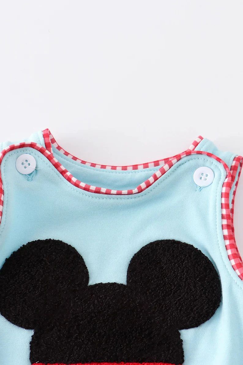 Blue Mouse Ears French Knot Bubble Romper - Etsy | Etsy (US)