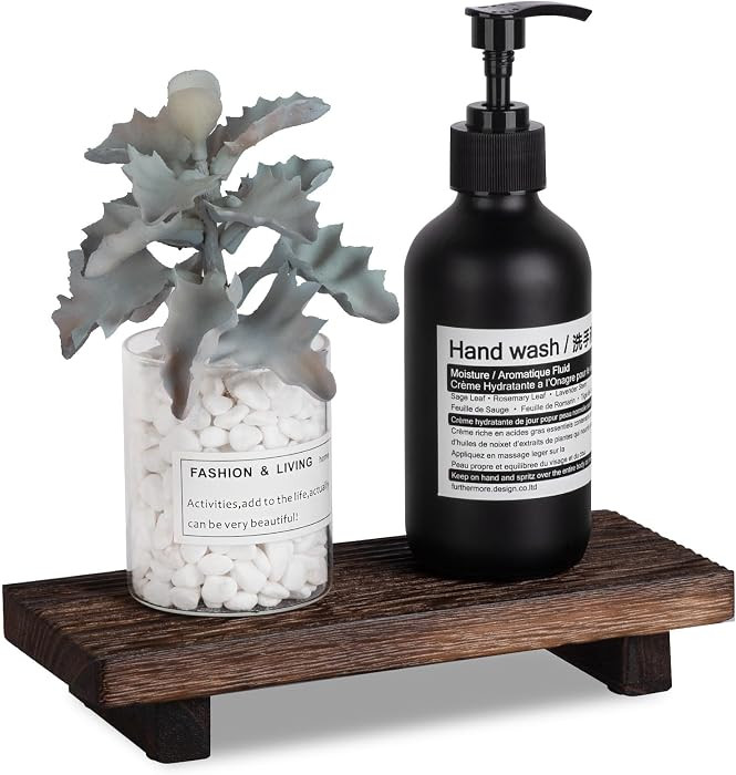 Bathroom Tray Farmhouse Decor Pedestal Stand Wood Riser Display Kitchen Accessories Soap Holder f... | Amazon (US)