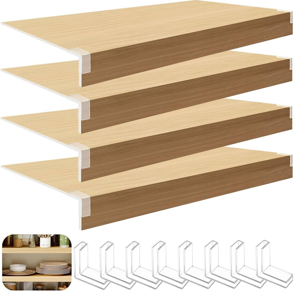 4 Pcs PVC Wire Rack Covers for Pantry, 24x10x2.5 in (Not Wood) Shelf Liners for Removable Closet ... | Amazon (US)