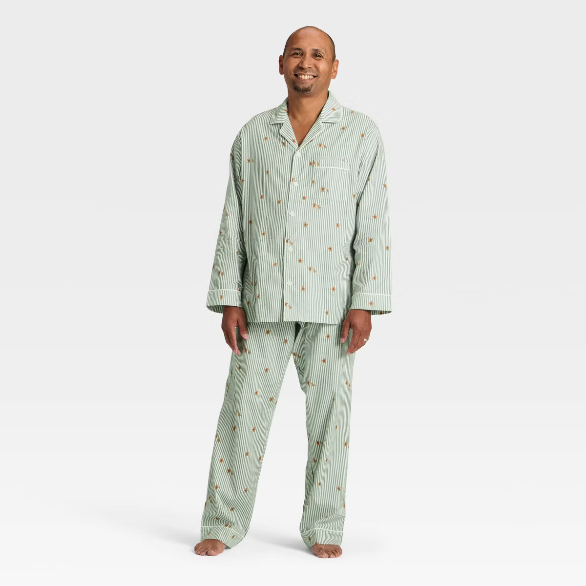 Men's Gingerbread Striped Flannel Long Sleeve Shirt and Pants Holiday Matching Family Pajama Set ... | Target