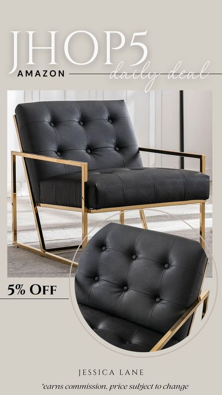 Amazon daily deal, save 5% on this gorgeous tufted leather and gold accent chair. Accent chair, dining chair, modern furniture, dining room seating, dining room furniture, leather furniture, Amazon furniture, Amazon deal

#LTKsalealert #LTKstyletip #LTKhome