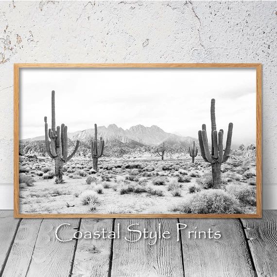 Black and White Print, Desert Landscape,Prints Wall Art,Printable Wall Art,Desert Decor,Saguaro C... | Etsy (US)