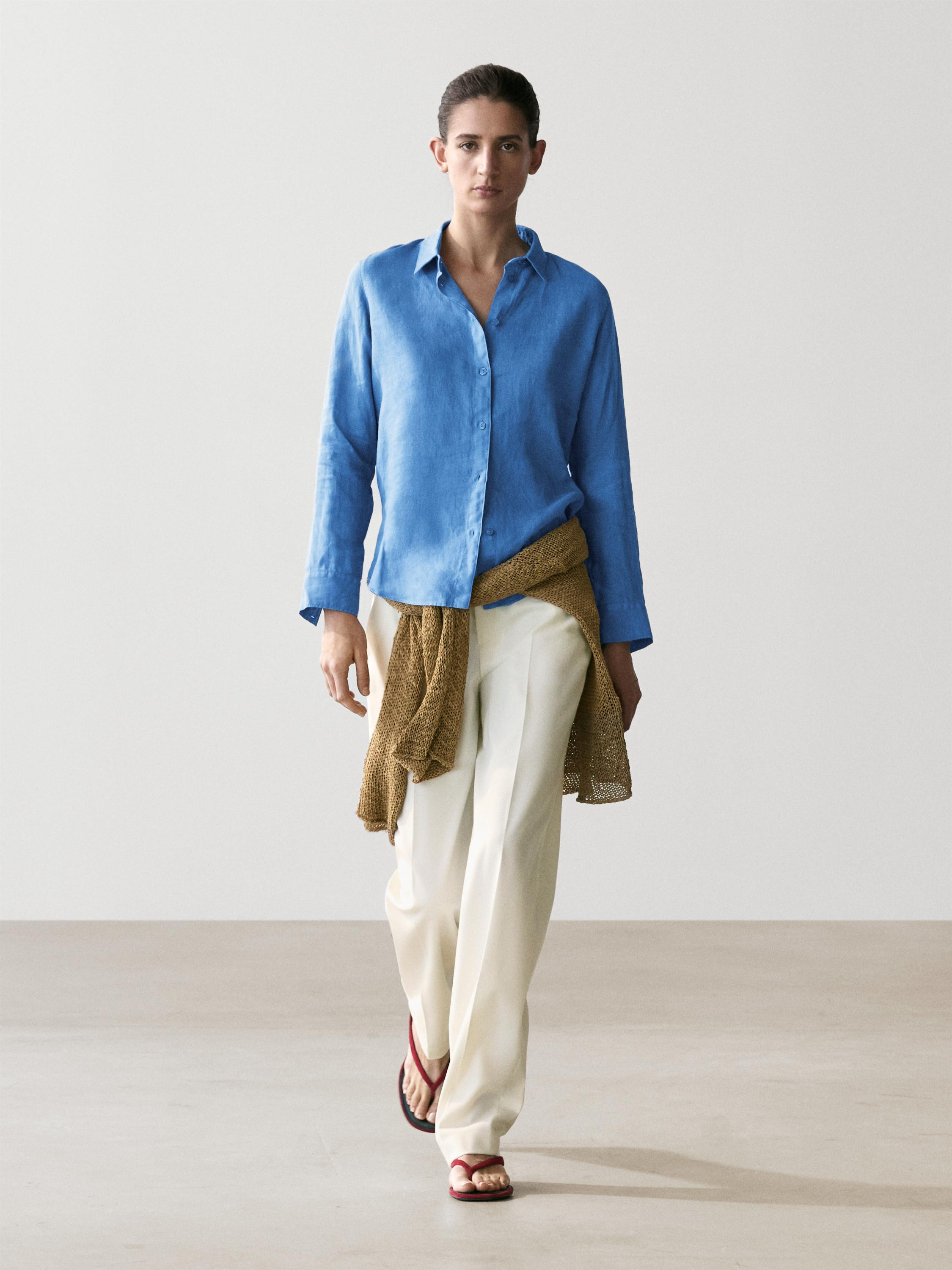 Flowing 100% linen shirt | Massimo Dutti UK