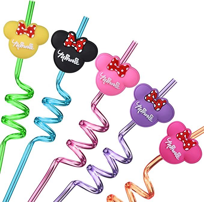 25 Mouse Ear Straws with 2 Cleaning Brush 5 Designs Great for Minnie Theme Birthday as Party Favo... | Amazon (US)