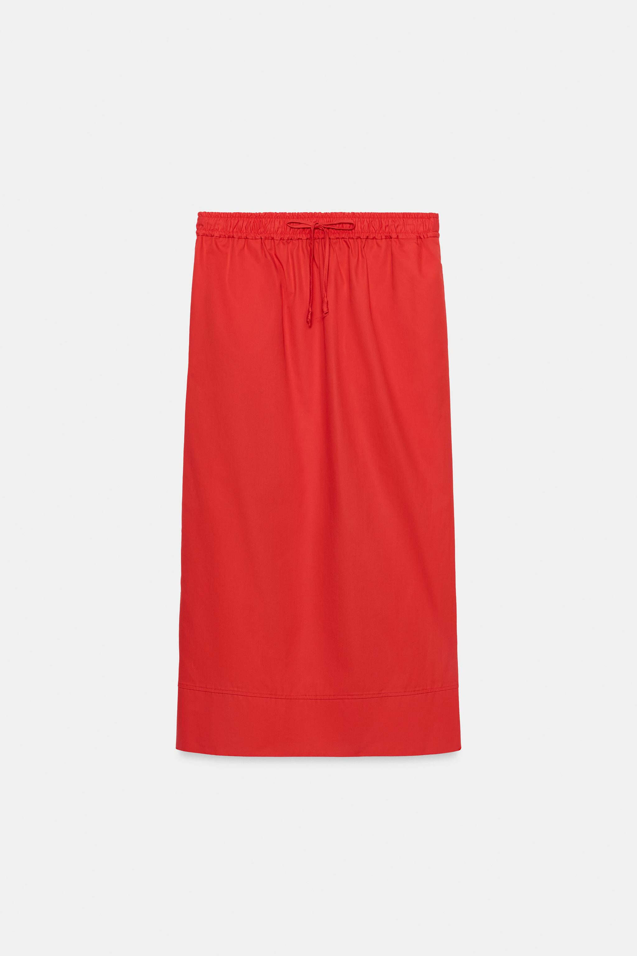 ZW COLLECTION POPLIN MIDI SKIRT | Zara Canada