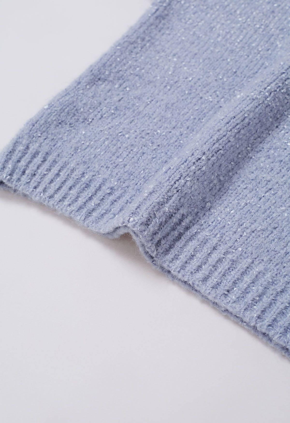 Drop Shoulder Rib Edge Knit Sweater in Blue | Chicwish