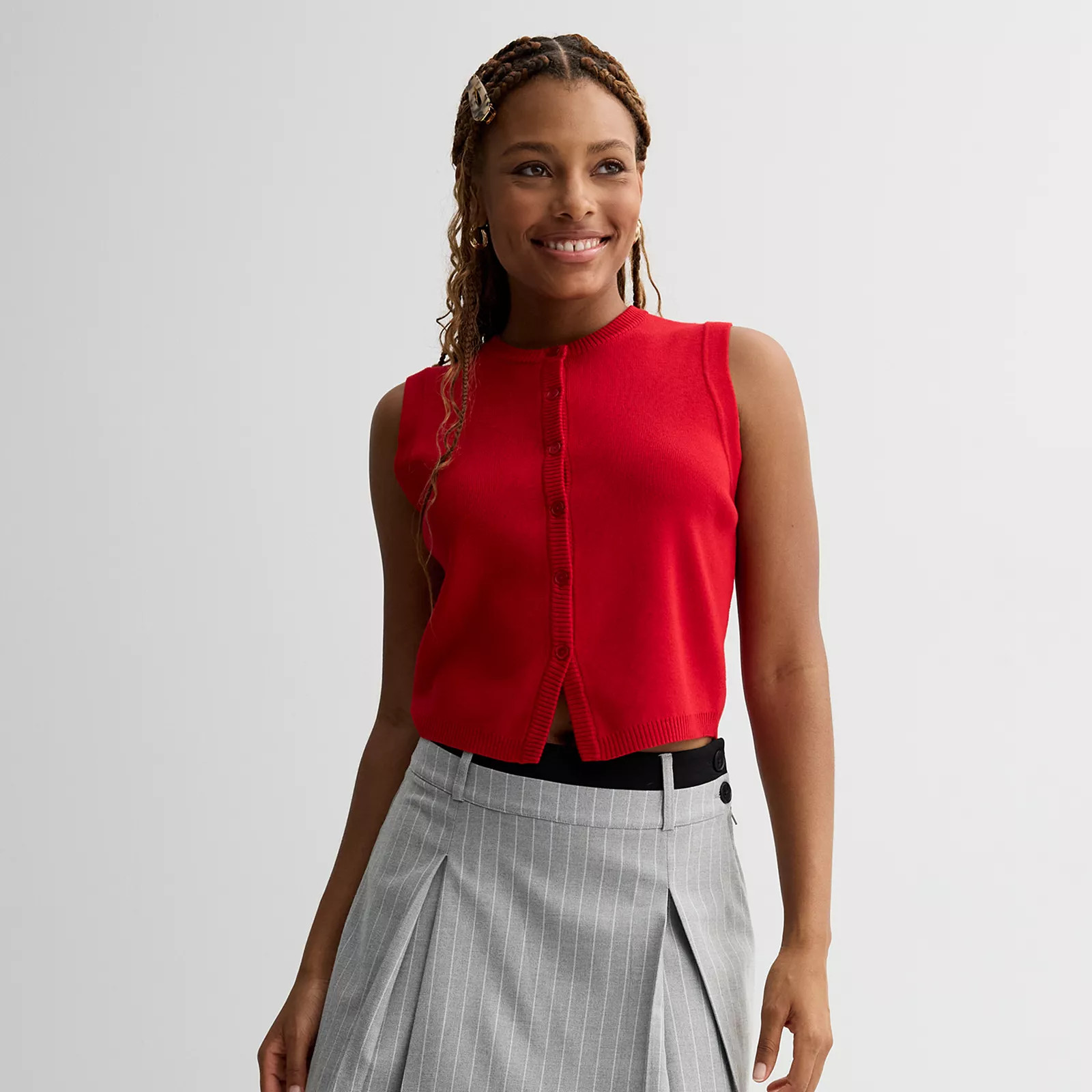 Juniors' madden girl Button Front Sweater Vest, Girl's, Size: XS, Red | Kohl's