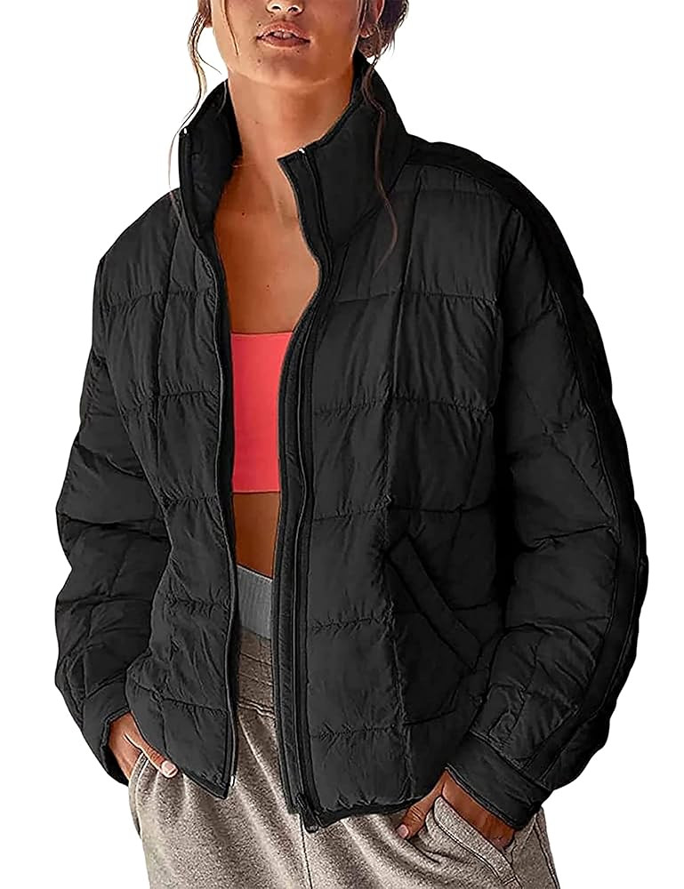 Xiaoxuemeng Womens Quilted Puffer Jacket Zip Up Lightweight Padded Coat Outwear | Amazon (US)