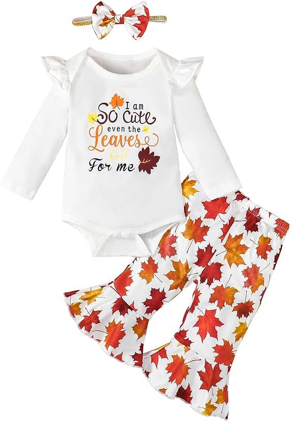 Happidoo Baby Girl Autumn Outfit Newborn Fall Clothes I Am So Cute Even The Leaves Fall For Me Fl... | Amazon (US)