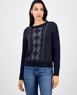 Nautica Jeans Women's Cotton Snowflake-Motif Sweater - Macy's | Macy's