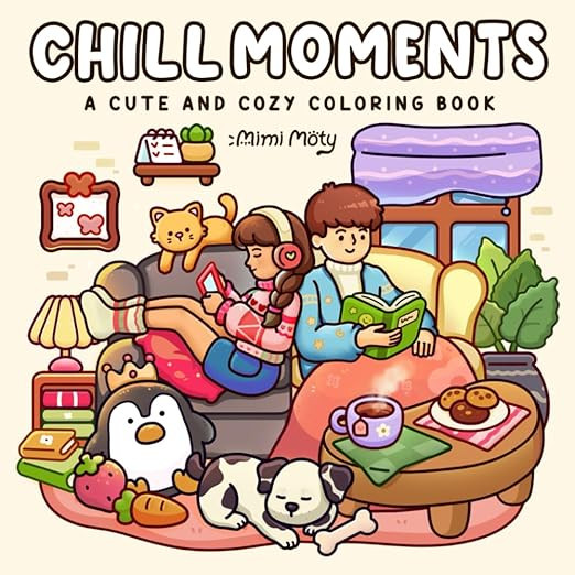 Chill Moments: A Cute and Cozy Coloring Book for Adults and Teens Featuring Girls and Boys in Rel... | Amazon (US)