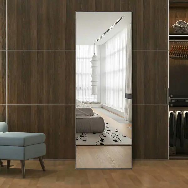 Neutypechic Modern Sleek Style Metal Frame Full-length Mirror Hanging or Leaning - 64X21 - Black | Bed Bath & Beyond