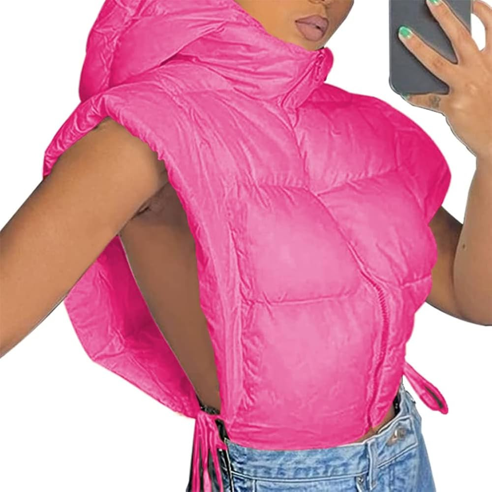 KEOMUD Women Cropped Hooded Puffer Vest Lightweight Sleeveless Zipped Padded Puffer Vest | Amazon (US)