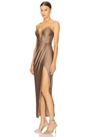 Michael Costello Jake Gown in Taupe from Revolve.com | Revolve Clothing (Global)