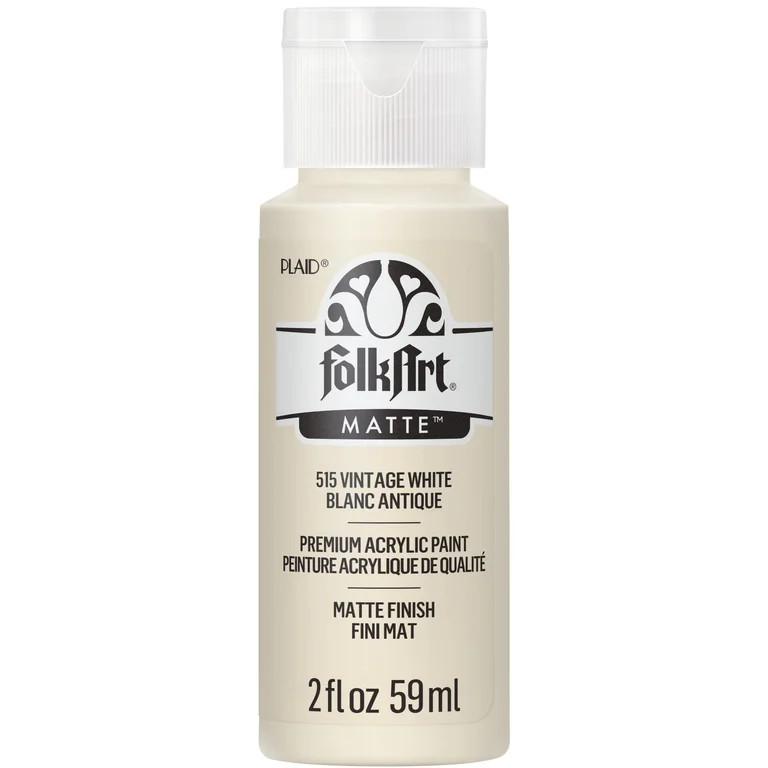 FolkArt Acrylic Craft Paint, Matte Finish, Vintage White, 2 fl oz | Walmart (US)