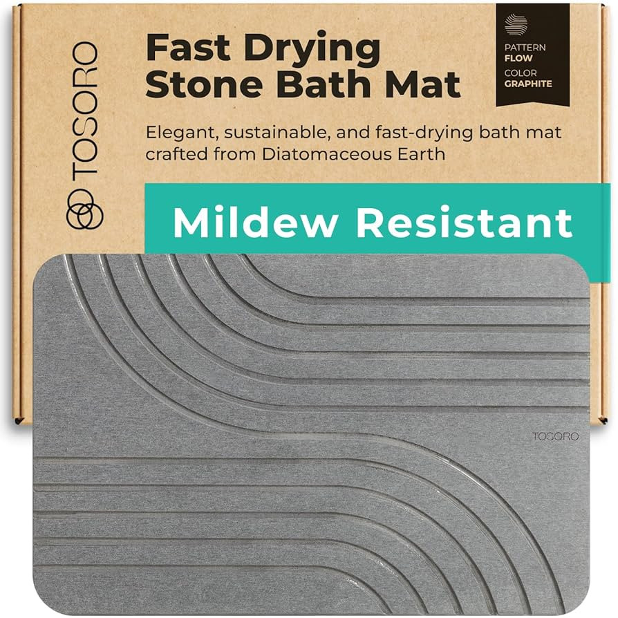 Stone Bath Mat, Diatomaceous Earth Non-Slip Stone Shower Mat - Quick Drying Absorbent Bath Mats f... | Amazon (US)