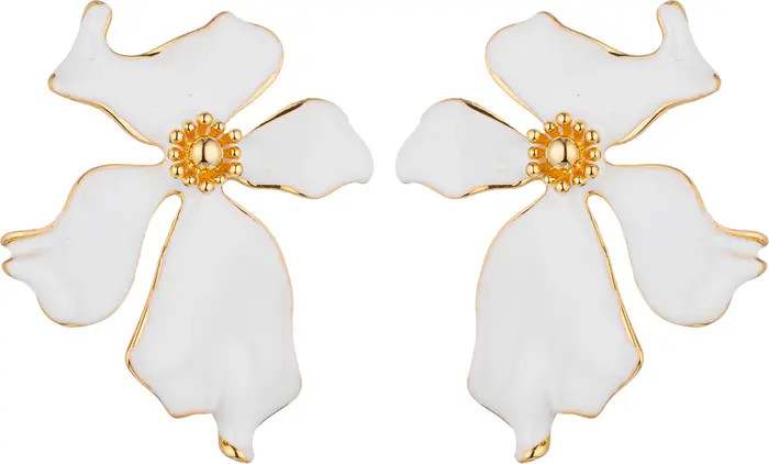 Aya Floral Enamel Stud Earrings | Nordstrom Rack