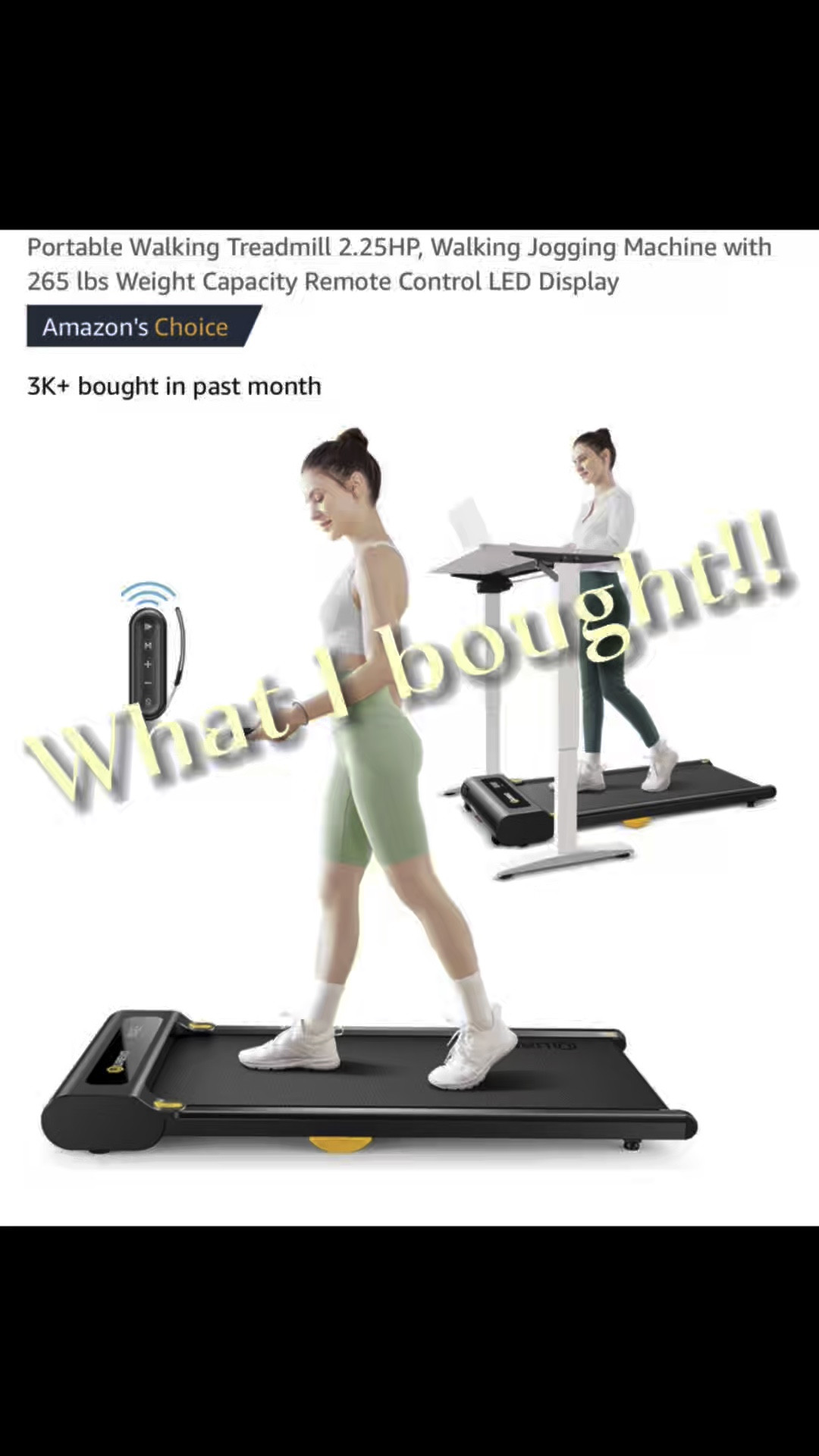 portable home treadmill

Light enough to move around your house and quiet enough to use while you work 

This makes a great addition to a home gym or for those that work at home, it fits under a standing desk 

Tracks your miles time and steps