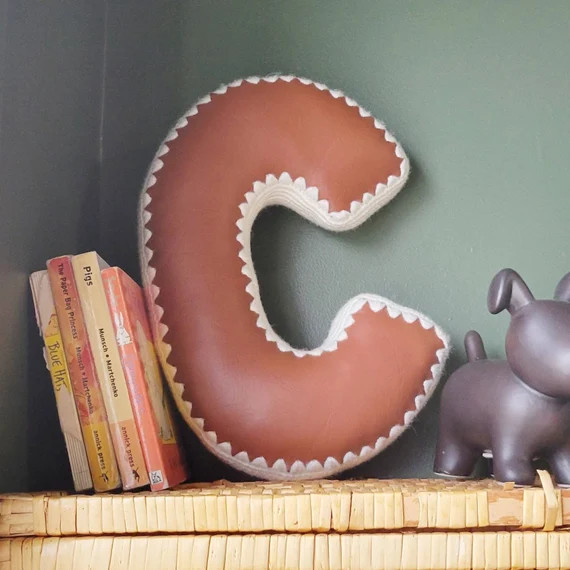 Alphabet Letter Pillow Crochet Edging & Faux Leather One | Etsy | Etsy (US)