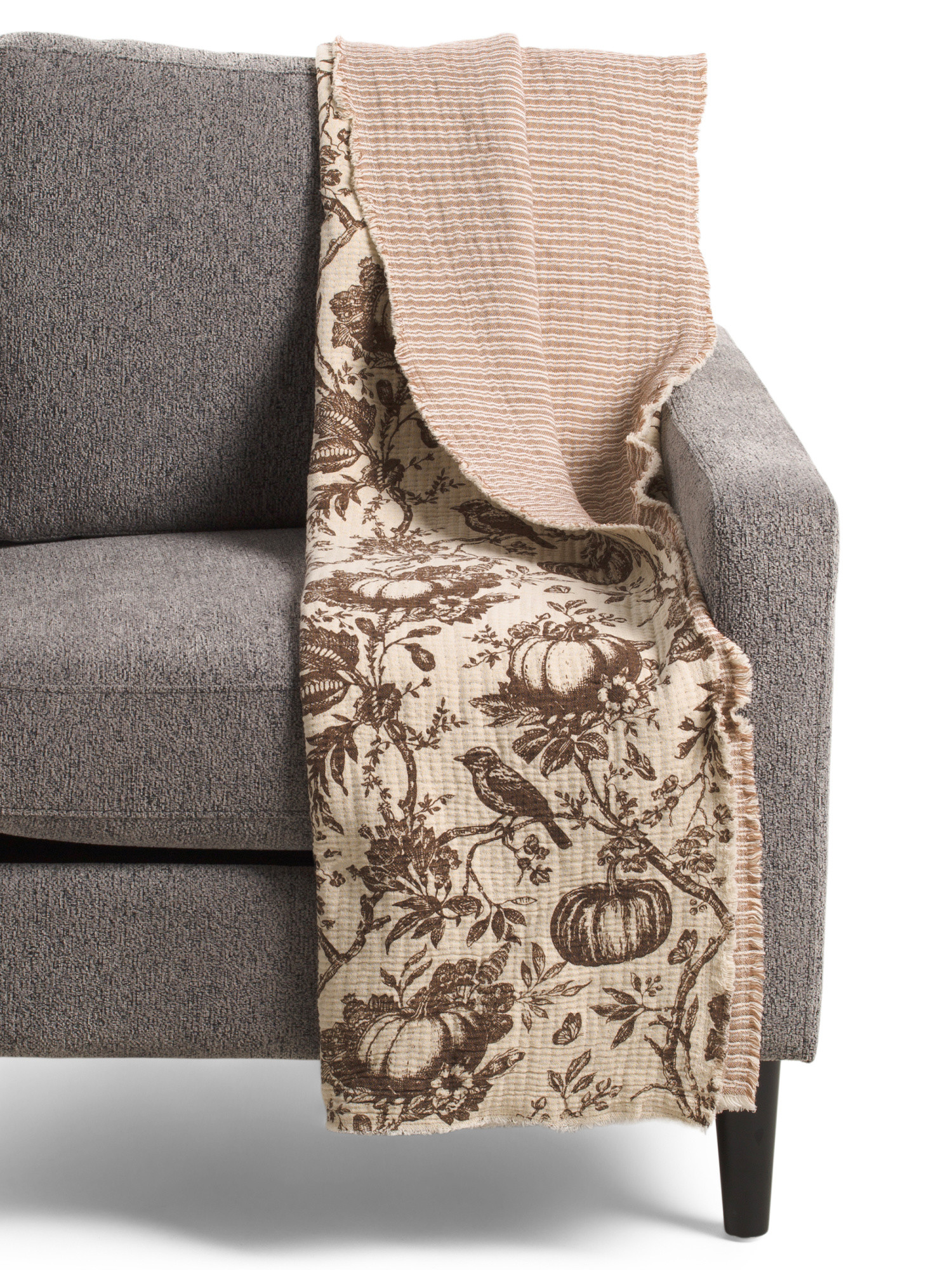 Reversible Pumpkin Floral Bird Toile Throw | Global Home | Marshalls | Marshalls