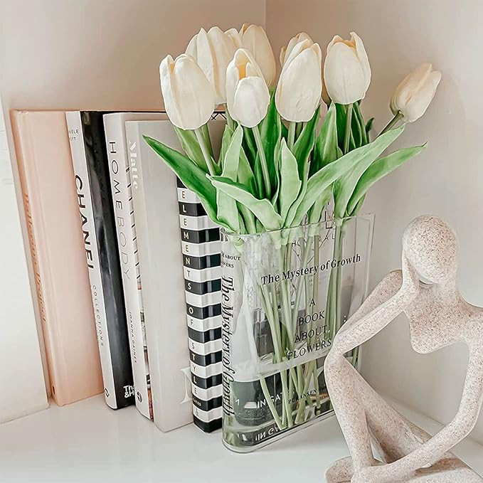 Puransen Clear Book Flowers Vase - Cute Bookshelf Decor; Unique Vase for Book Lovers, Artistic an... | Amazon (US)